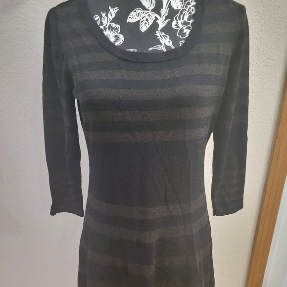 SIZE L SOPHIE MAX Brown & Black Long Sleeve Dress - Picture 1 of 2